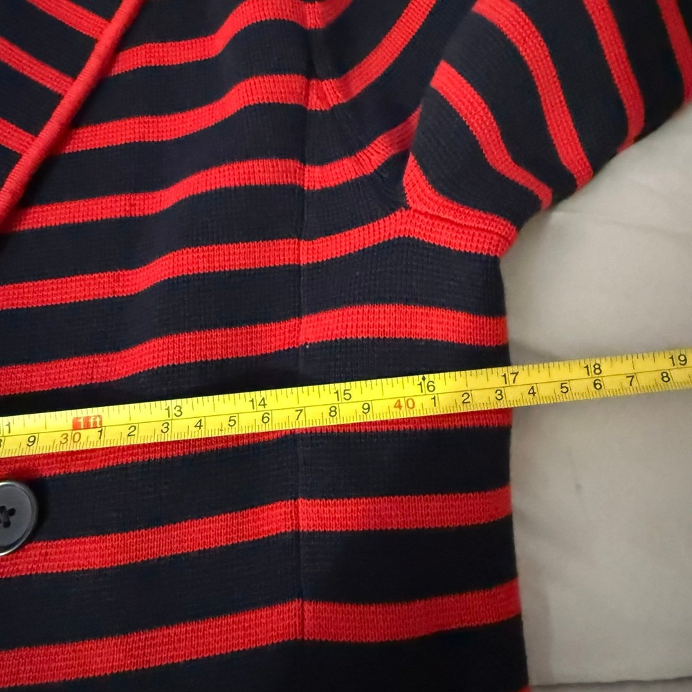 Talbots blue red stripe blazer knit heavy nautical size medium - Picture 7 of 8